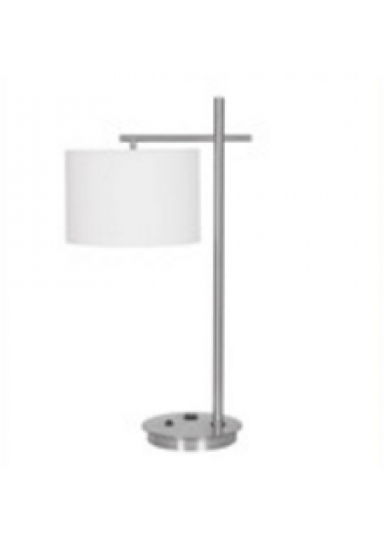  hotel table lamp in Brushed chrome Nickel metal and fabric shade new design with outlet USB and switch madie by china hotel lighting manufacturer coart item 1152018048